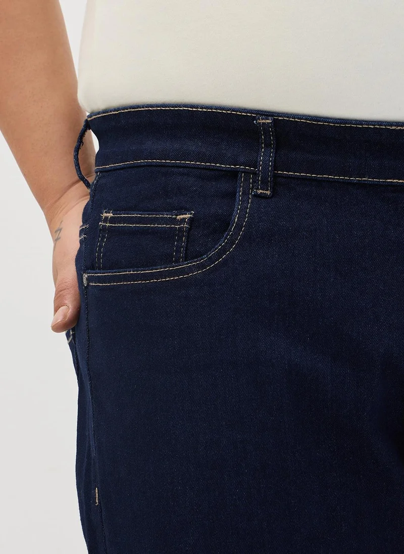 Urbano Fashion  Urbano Plus Men's Dark Blue Straight Fit Heavy Washed Denim Jeans Stretchable for Men | Best Price UAE